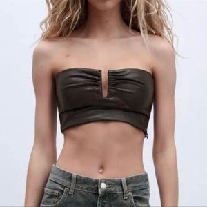 Zara Faux Leather Crop Top